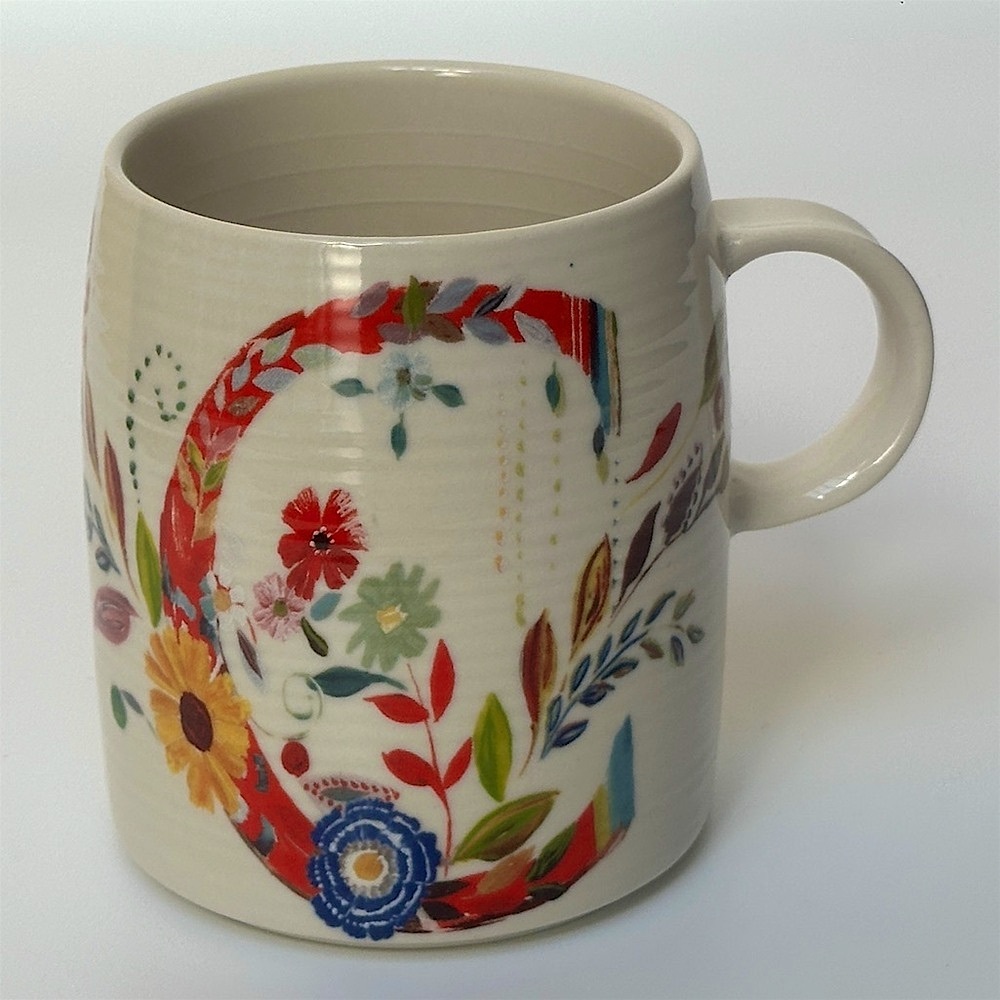 Petal Palette Starla M Halfmann Letter "C" Monogram Initial‎ Mug Anthropologie